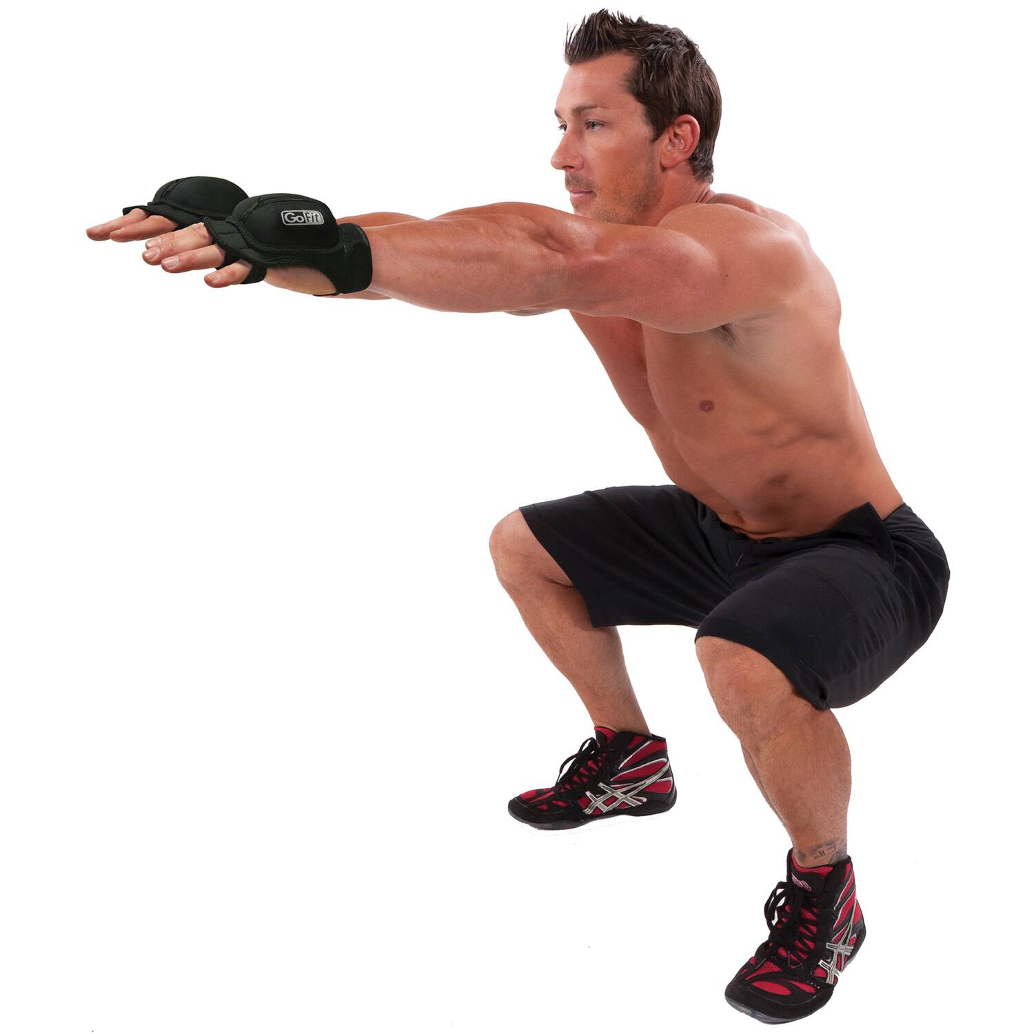 Angle. GoFit - Weighted Aerobic Gloves - Black.