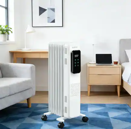 Front. Breezary - Freestanding Electric Space Heater with 3 Modes, Oscillation, Timer, Remote Control, Overheat and Tip-Over Protection - White Freestanding Heater.