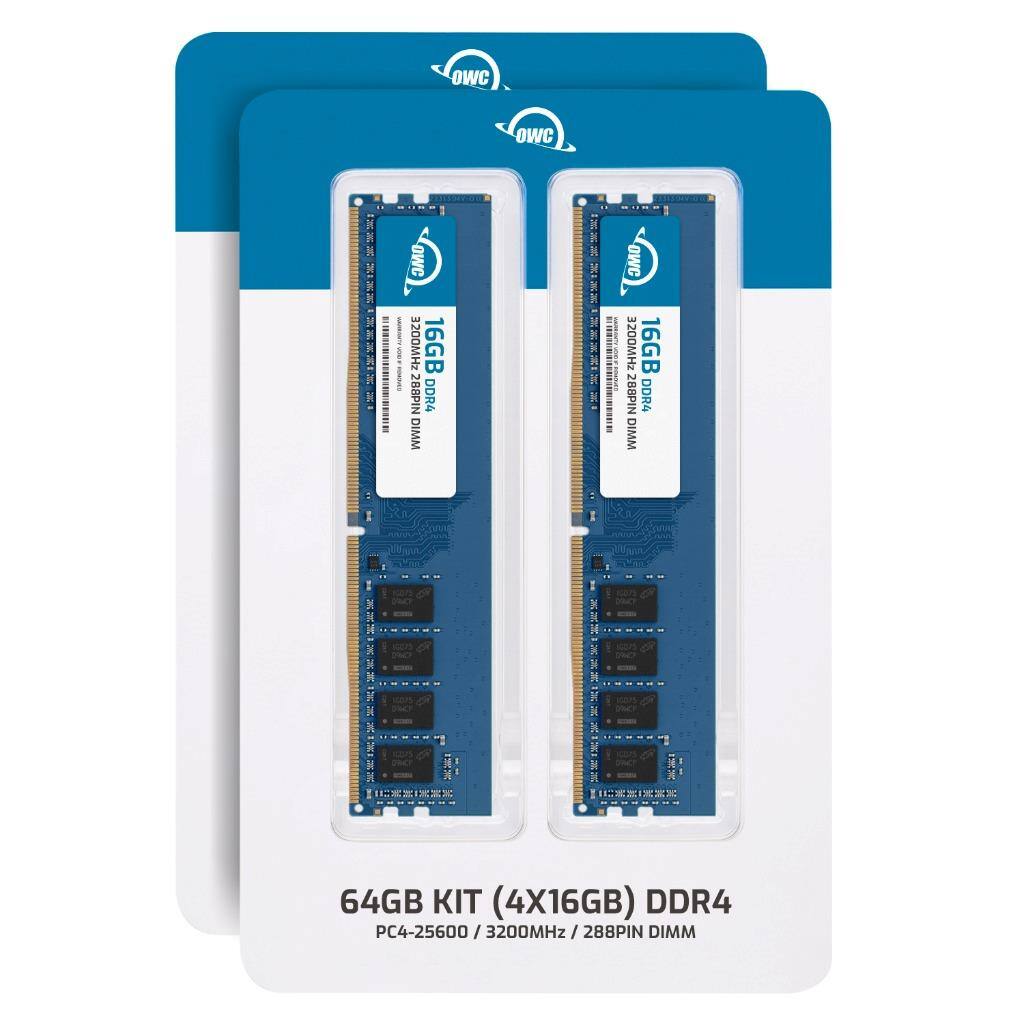 OWC 3200MHz 16GB 288PIN DDR4 DIMM  
OWC 3200MHz 16GB 288PIN DDR4 DIMM  
64GB KIT (4X16GB) DDR4 PC4-25600 3200MHz / 288PIN DIMM