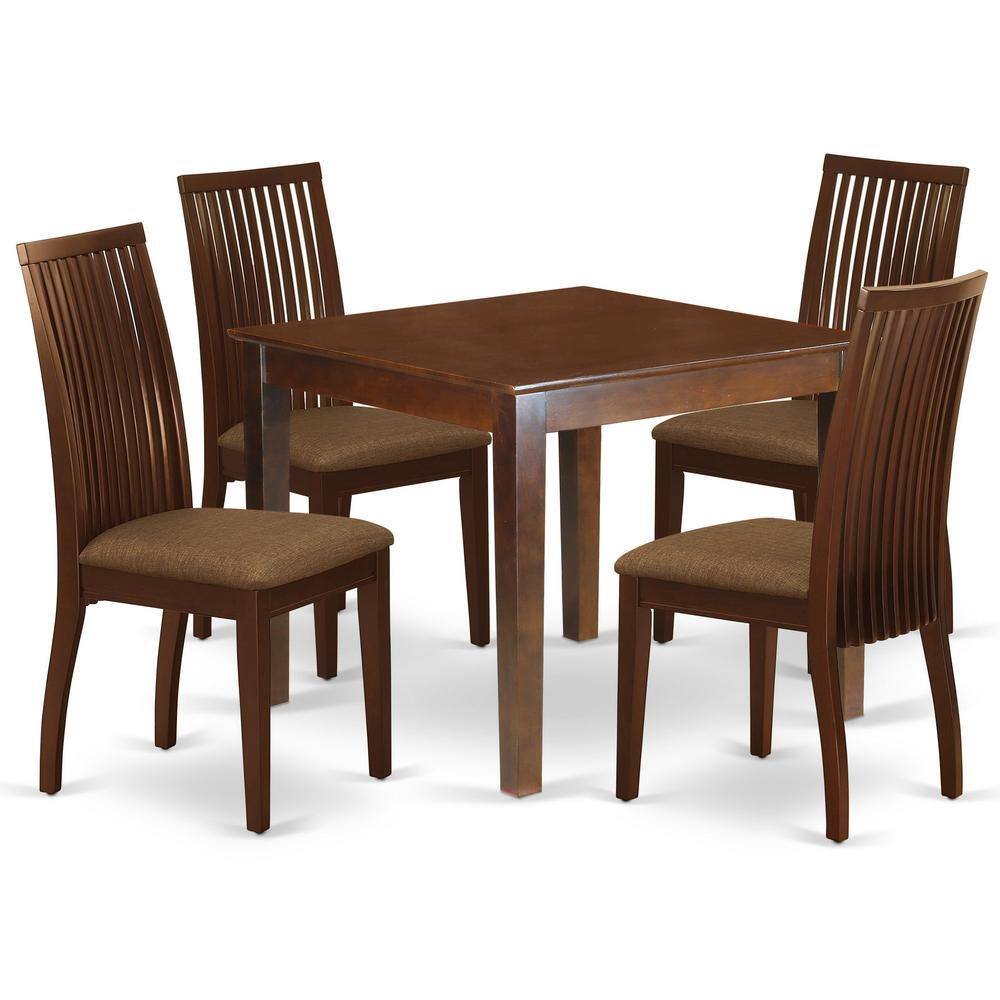 Back. East West Furniture - Dining Room Set Mahogany - Brown.