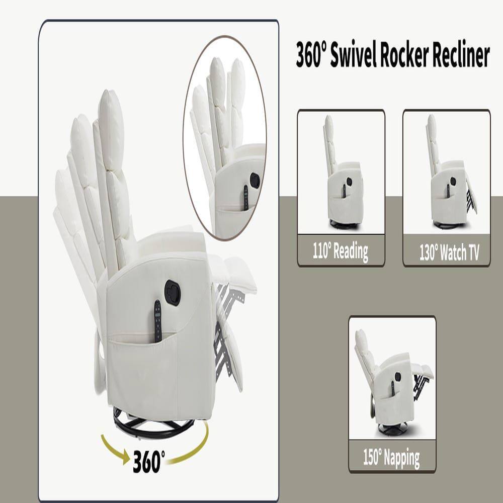 360° Swivel Rocker Recliner

- 110° Reading
- 130° Watch TV
- 150° Napping