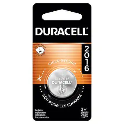 DURACELL
BITTER TASTE
GOUT AMER
CHILD SECURE
2016
CR 2016
DURACELL
SUR POUR LES ENFANTS
Keep batteries away from children.
Tenir les piles hors de la portée des enfants.
Lithium battery
Pile au lithium
3V
1 Battery
1 Pile
