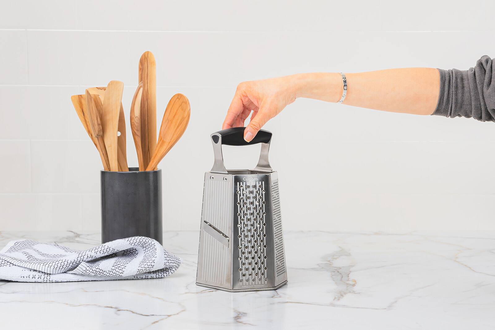 Alt View 2. Cuisipro - 6 Sided Boxed Grater With Bonus Ginger Grater - Silver.