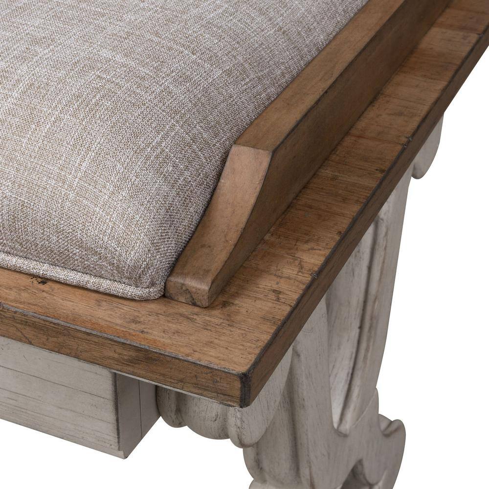 Alt View 1. Liberty Furniture Industries - Farmhouse Reimagined Bed Bench in Antique White w/ Chestnut Top - White.