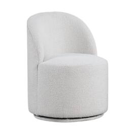 Manhattan Lane - Ager Side Dining Swivel Chair, Curved Barrel Style, Boucle Chenille - White