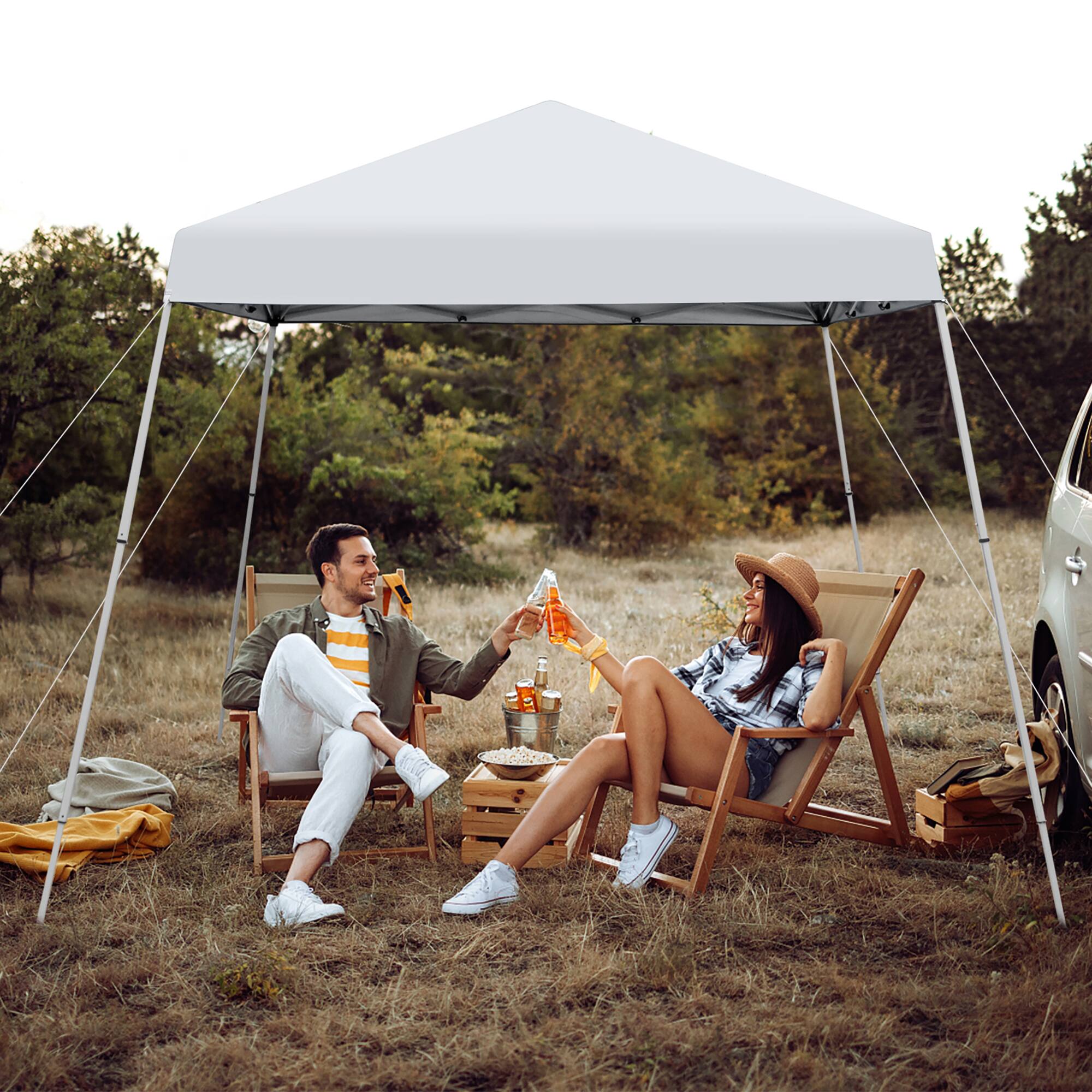 Alt View 1. Costway - Costway 10x10ft Patio Outdoor Instant Pop-up Canopy Slanted Leg UPF50+ Sun Shelter - White.