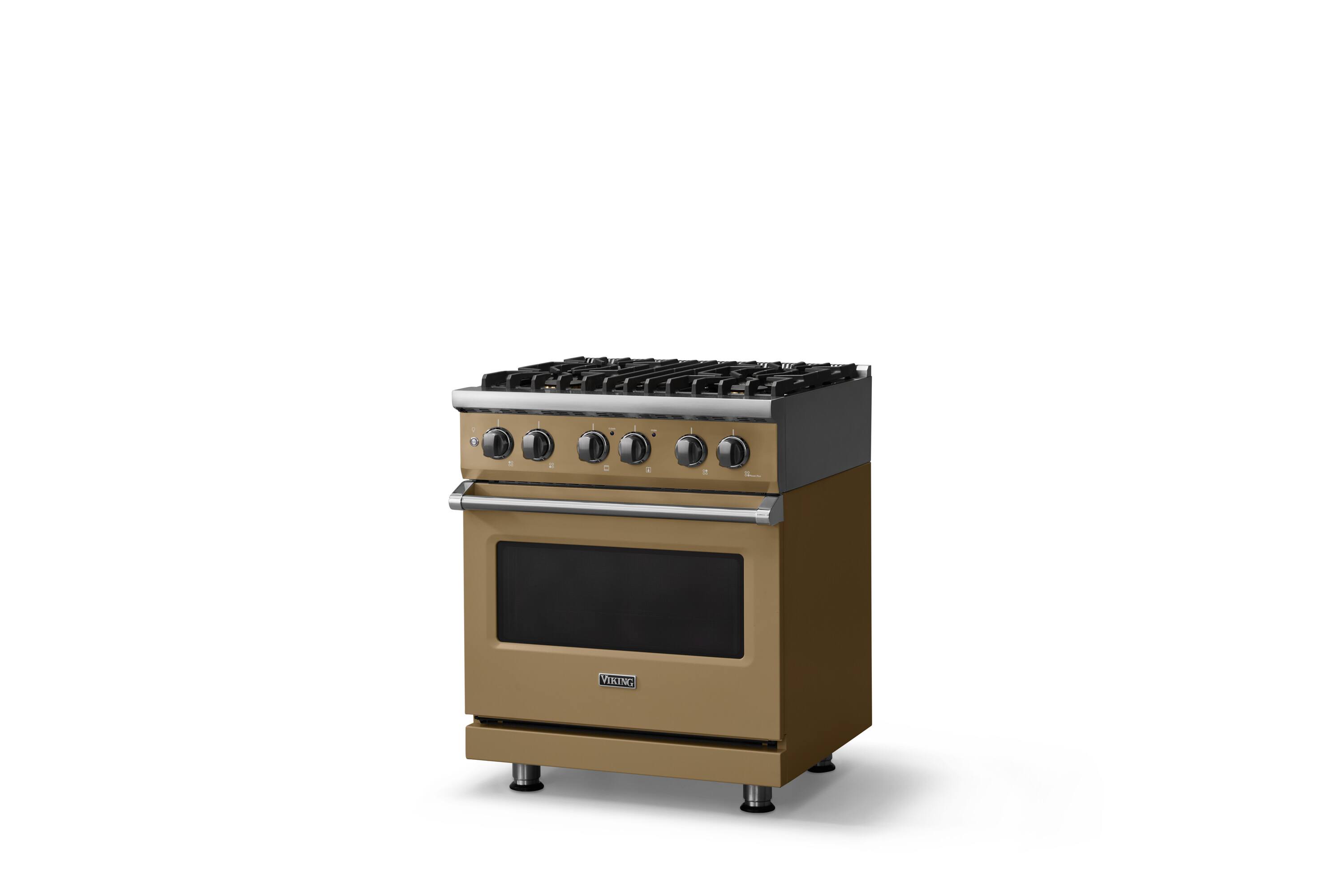 Angle. Viking - 30 in. Wide 4 Burner Pro 5 Series 4.7 Cu. Ft. Freestanding Sealed Dual Fuel Convection Range - Golden Hour - Golden Hour.