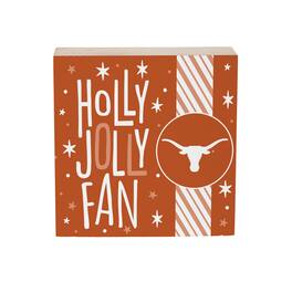Evergreen Enterprises - Texas Longhorns 6" Holiday Wood Plock Shelf Sign - Multicolor