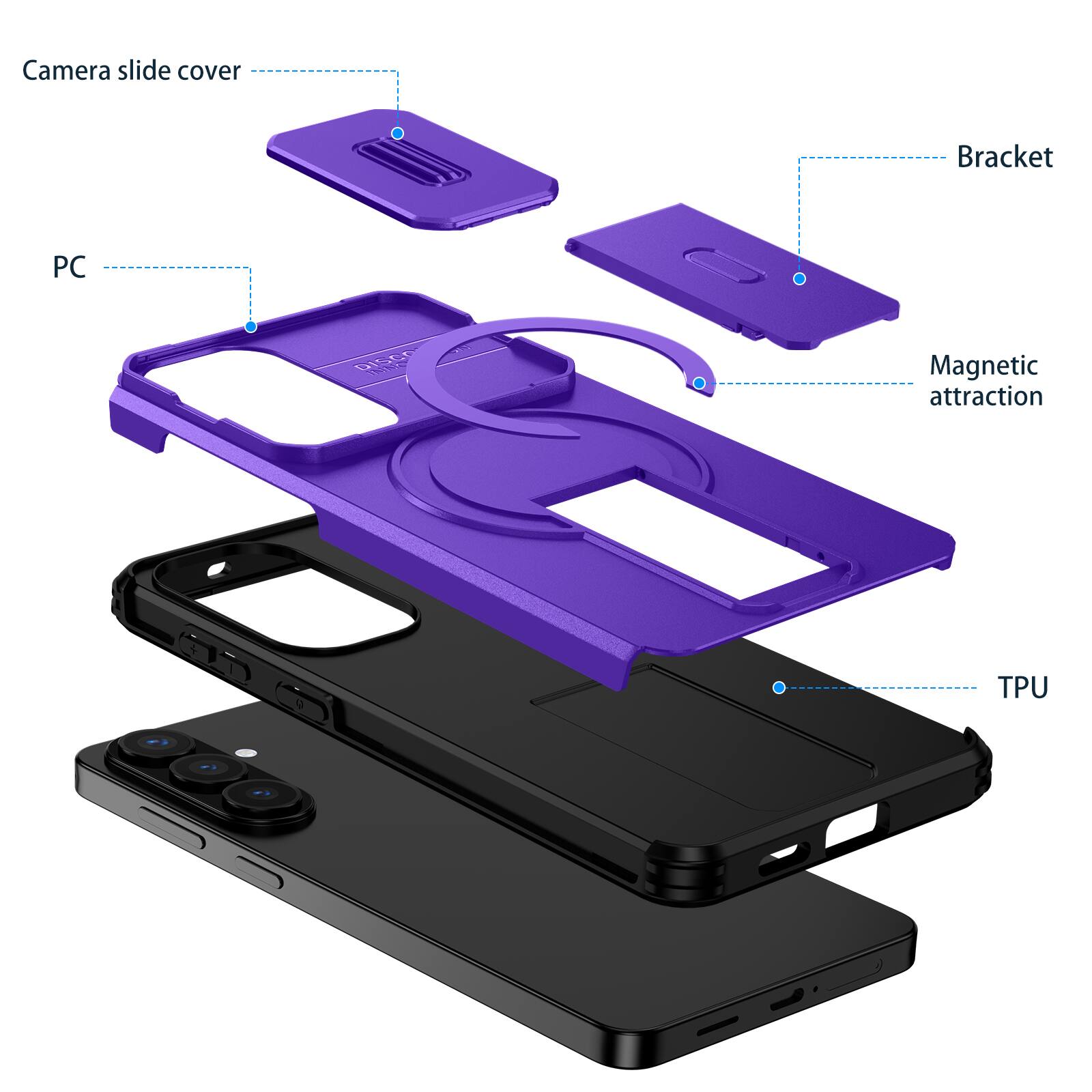 Camera slide cover  
Bracket  
PC  
Magnetic attraction  
TPU
