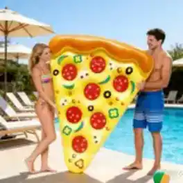 Joyfy - Inflatable Pool Float, Giant Pizza Slice Pool Floats Mats,Summer Pool Raft Swim Party Toy Cup Holders, 70.5"L x 58.75"W - Multicolor