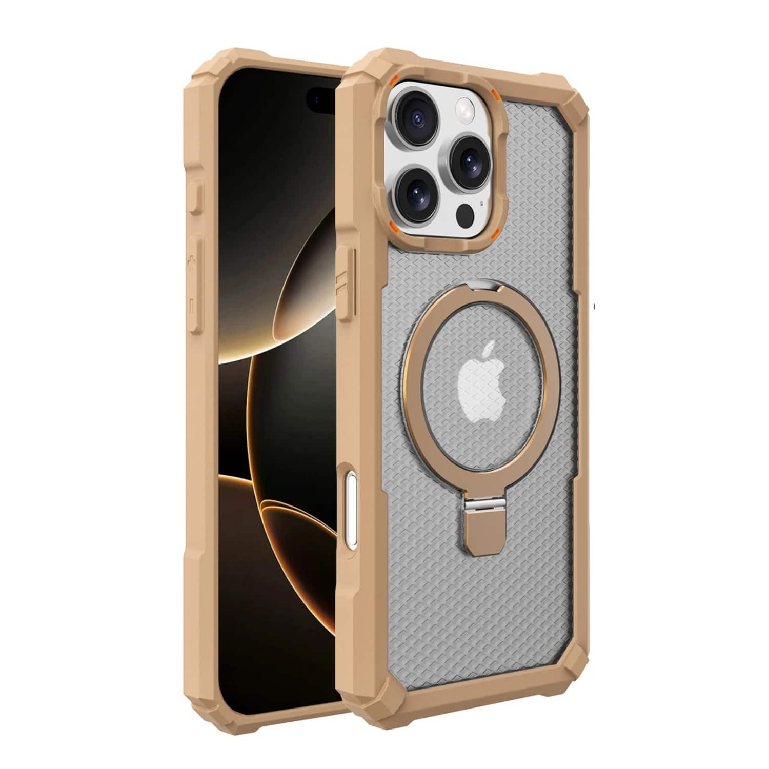 Stock Preferred - iPhone 17 MagSafe Ring Stand Case – Shockproof Matte Cover - Gold