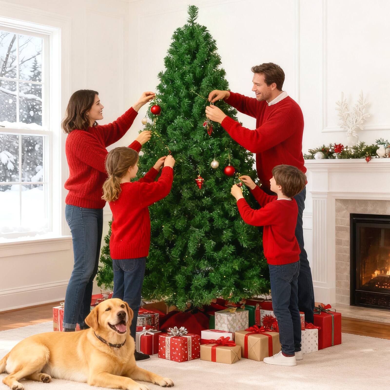 Alt View 5. Sugift - 6ft Premium Artificial Christmas Tree Pine Hinged Xmas Tree W/864 Branch Tips & Metal Stand - Green.