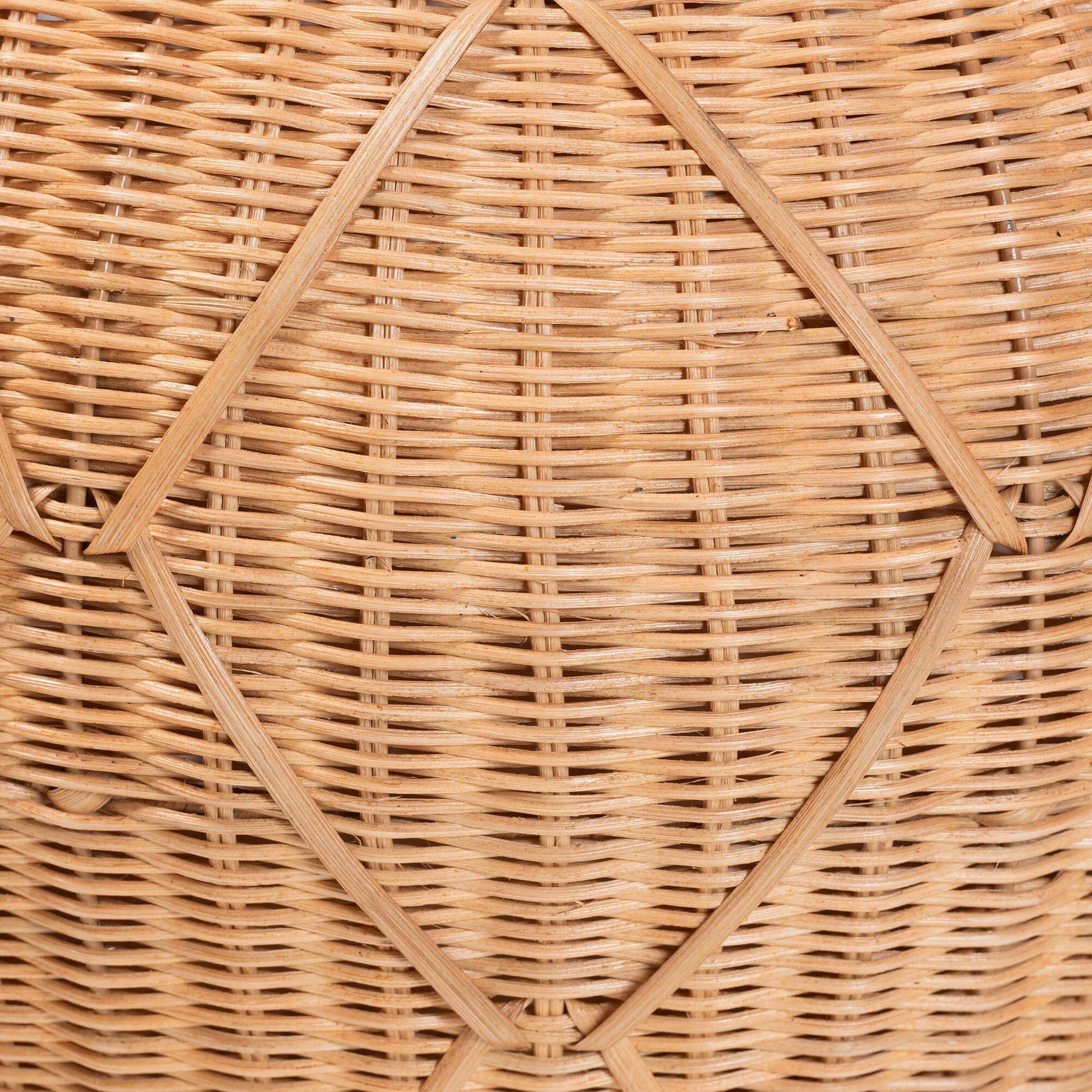 Back. bali & pari - Pelham Natural Rattan Laundry Hamper - Handwoven Wicker Storage Basket for Laundry Room, Small - Light Honey.