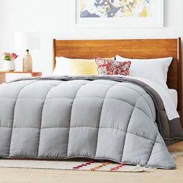 Hivvago - Twin Size All Seasons Reversible Polyester Down Alternative Comforter - Plush Light/Dark Grey
