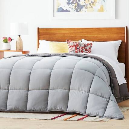 Front. Hivvago - King Size All Seasons Plush Light/Dark Grey Reversible Polyester Down Alternative Comforter - Plush Light/Dark Grey.
