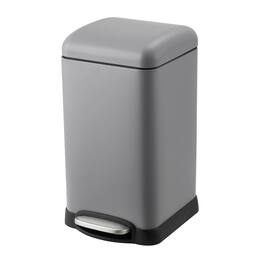 Acekool - 12L Stainless Steel Trash Can with Soft-Close Lid, Step Pedal, Removable Inner Bucket & Anti-Slip Base - Gray