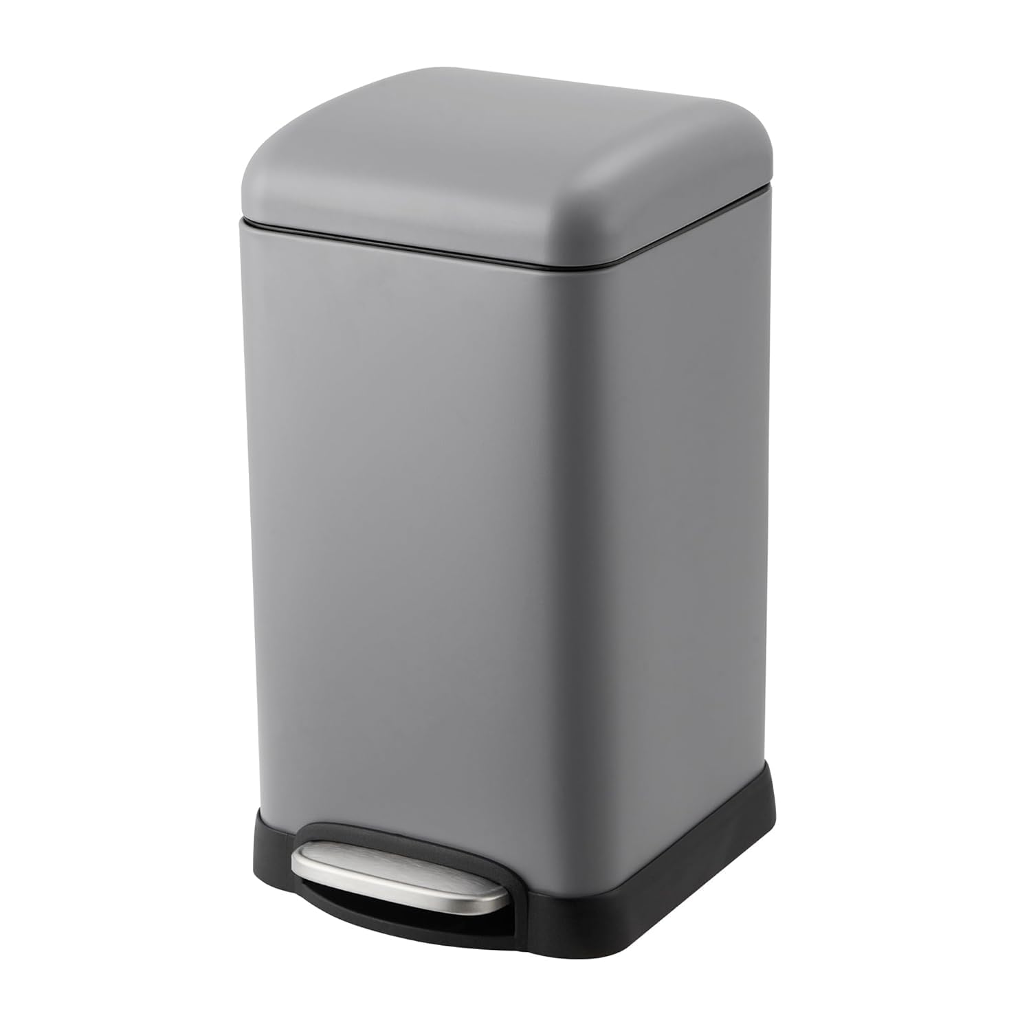 Front. Acekool - 12L Stainless Steel Trash Can with Soft-Close Lid, Step Pedal, Removable Inner Bucket & Anti-Slip Base, Gray - Gray.