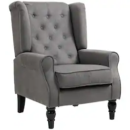 Homcom - Accent Chair for Living Room, Button-Tufted Lounge Chair with Round Armrests and Wood Legs - Dark Gray
