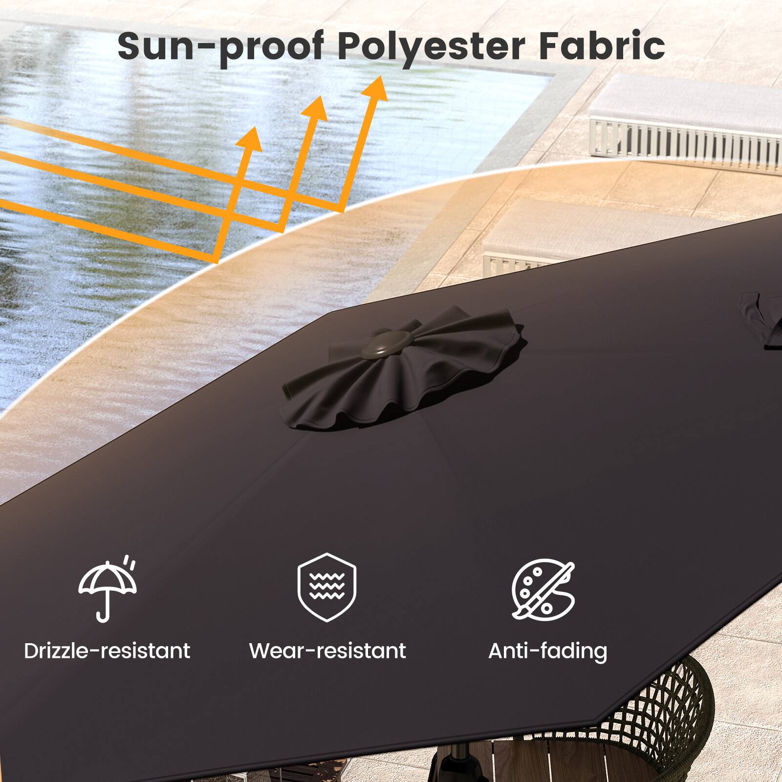 Sun-proof Polyester Fabric
Drizzle-resistant
Wear-resistant
Anti-fading