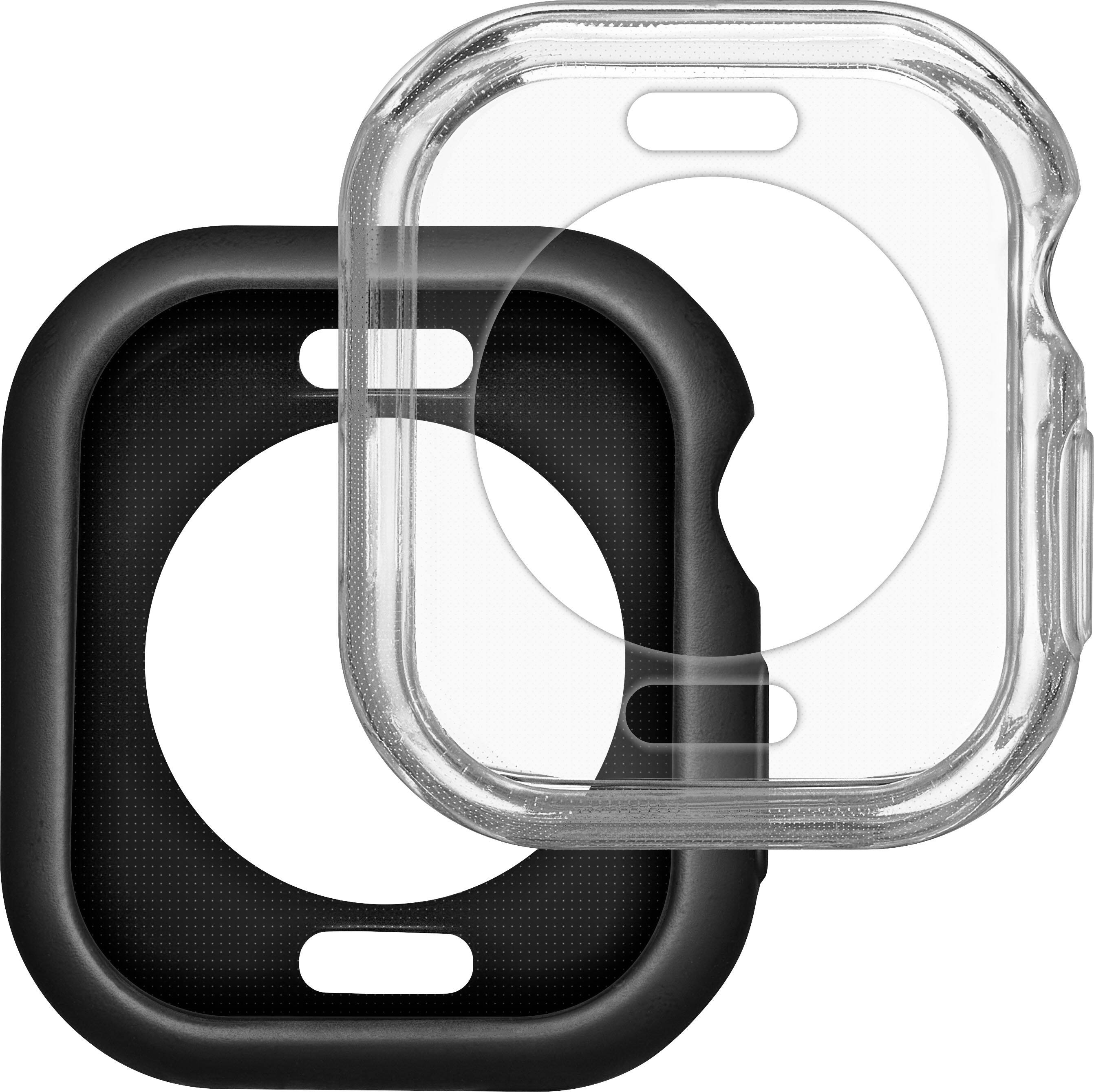 Insignia™ - Bumper Cases for Apple Watch 42mm Series 10 (2-Pack) - Black/Clear
