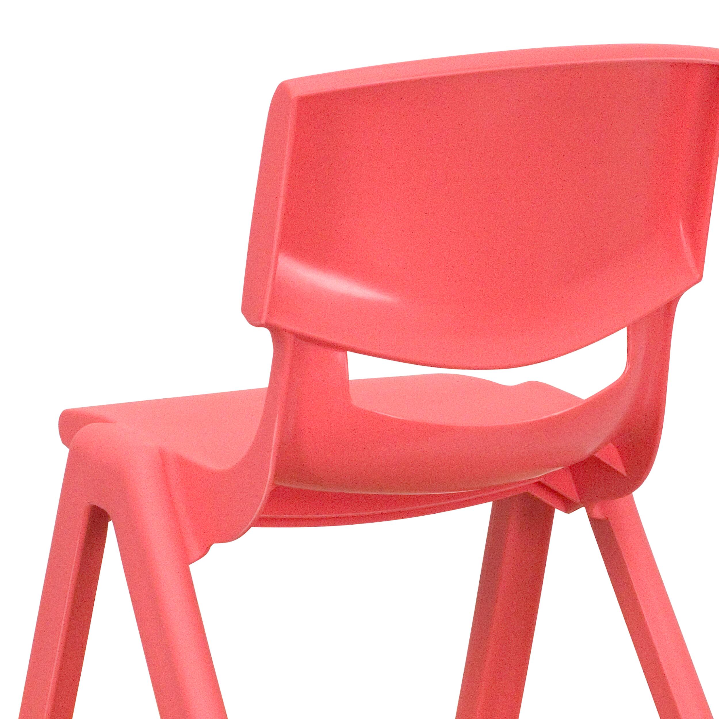 Alt View 10. Emma + Oliver - 4 Pack Plastic Stack School Chair with 12" Seat Height - Kids Chair - Red.