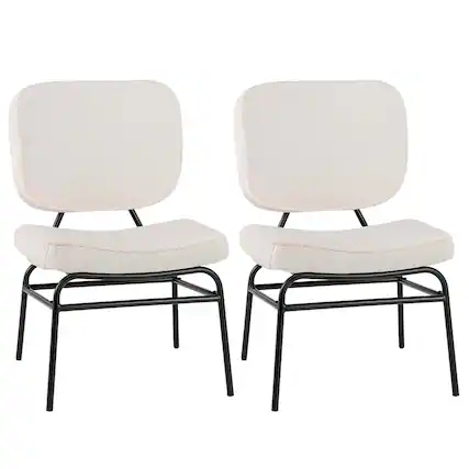 Front. Costway - Costway 2 PCS Upholstered Accent Chair with Sponge Padding Adjustable Foot Pads & Metal Frame - White.