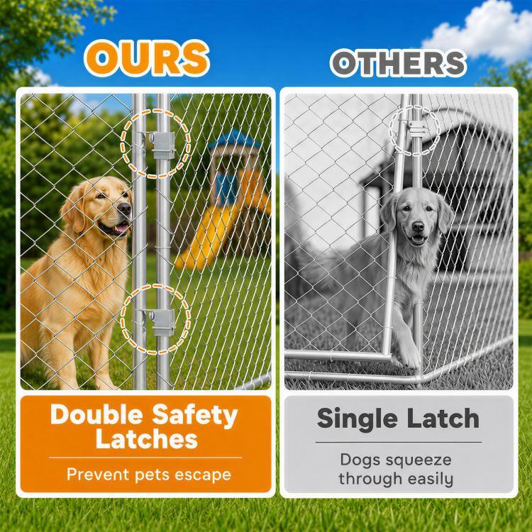 OURS  
OTHERS  
Double Safety Latches Prevent pets escape  
Single Latch Dogs squeeze through easily