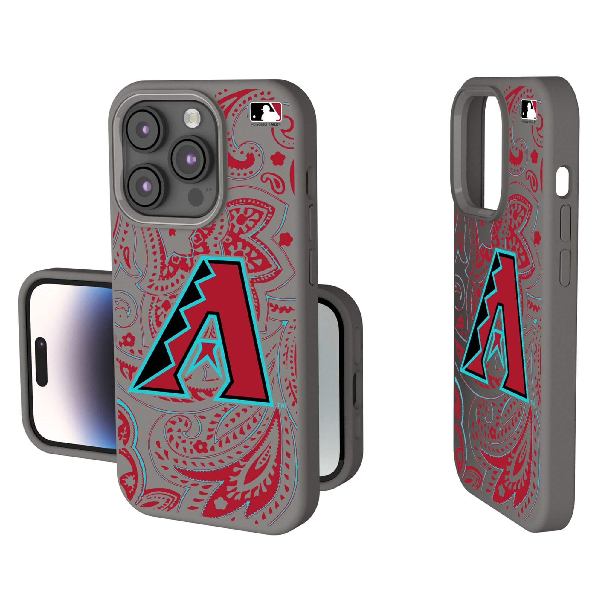 Photos - Case MLB Keyscaper -  - Arizona Diamondbacks Paisley iPhone Soft Touch  - 15 Pro - Gray 202134634 