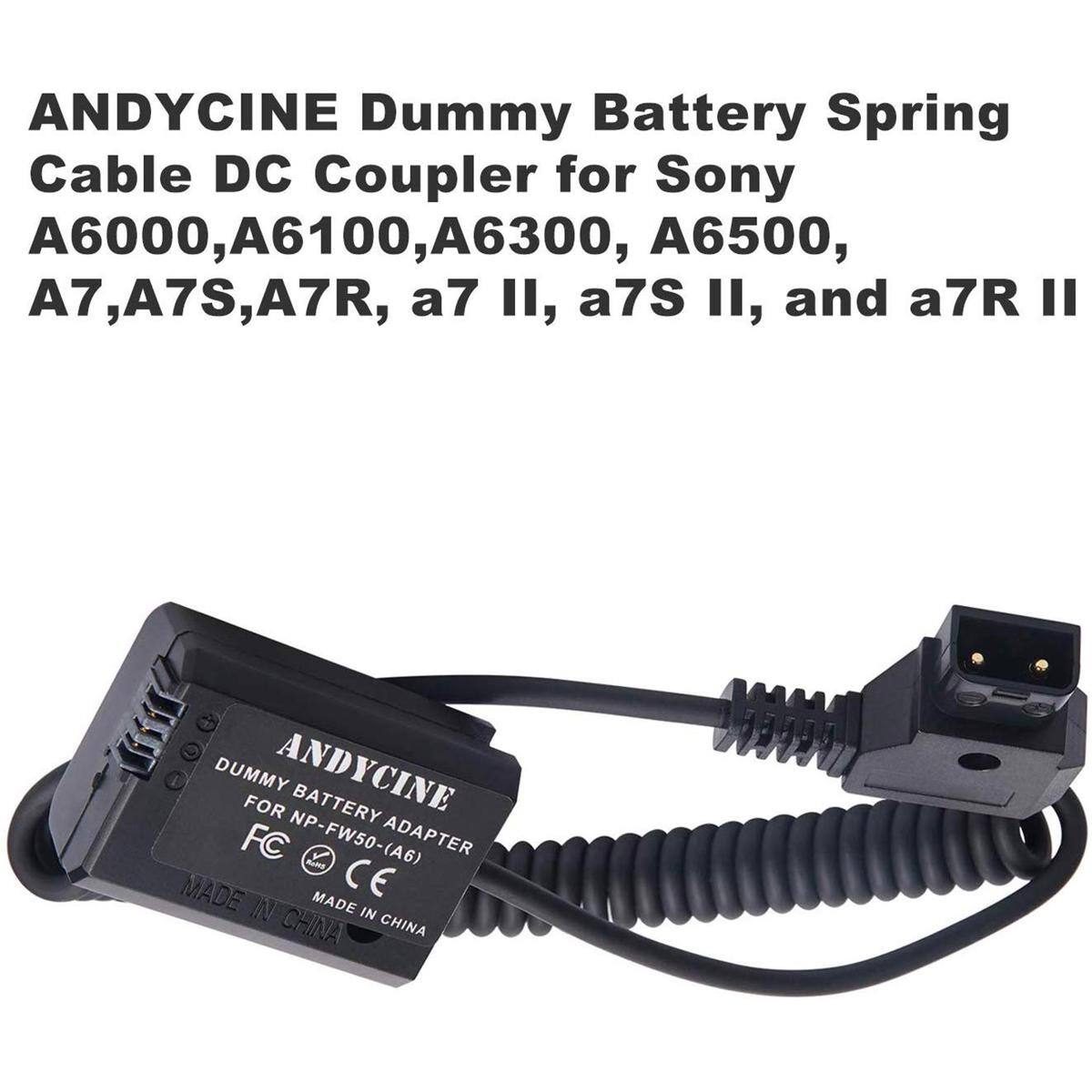 ANDYCINE Dummy Battery Spring Cable DC Coupler for Sony A6000, A6100, A6300, A6500, A7, A7S, A7R, a7 II, a7S II, and a7R II

All DUMMY FOR ANDYCINE NP-FW50-(A6) BATTERY ADAPTER FC ROMS MADE IN CHINA