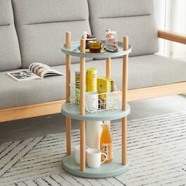 HTUTWOO - 360° Rotating 3-Tier Bookshelf, Space-Saving Storage Shelf for Living Room Bedroom Study, Easy Use for Home & Family - Green