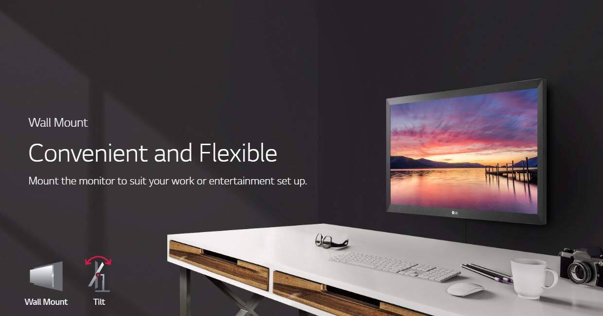 Wall Mount  
Convenient and Flexible  
Mount the monitor to suit your work or entertainment set up.  

Wall Mount  
Tilt