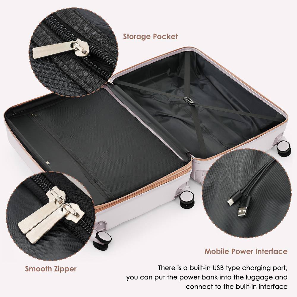 Storage Pocket  
Smooth Zipper  
Mobile Power Interface  

There is a built-in USB type charging port, you can put the power bank into the luggage and connect to the built-in interface.