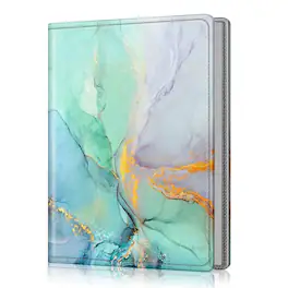 Kitcheniva - Portable Leather Wallet Photo Album 52 Photo Mini Capacity For 5x7 Photo - Emerald Marble