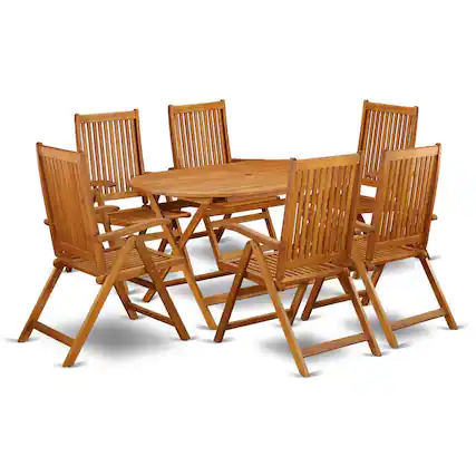 Front. East West Furniture - Wooden Patio Set Natural Oil - Brown.