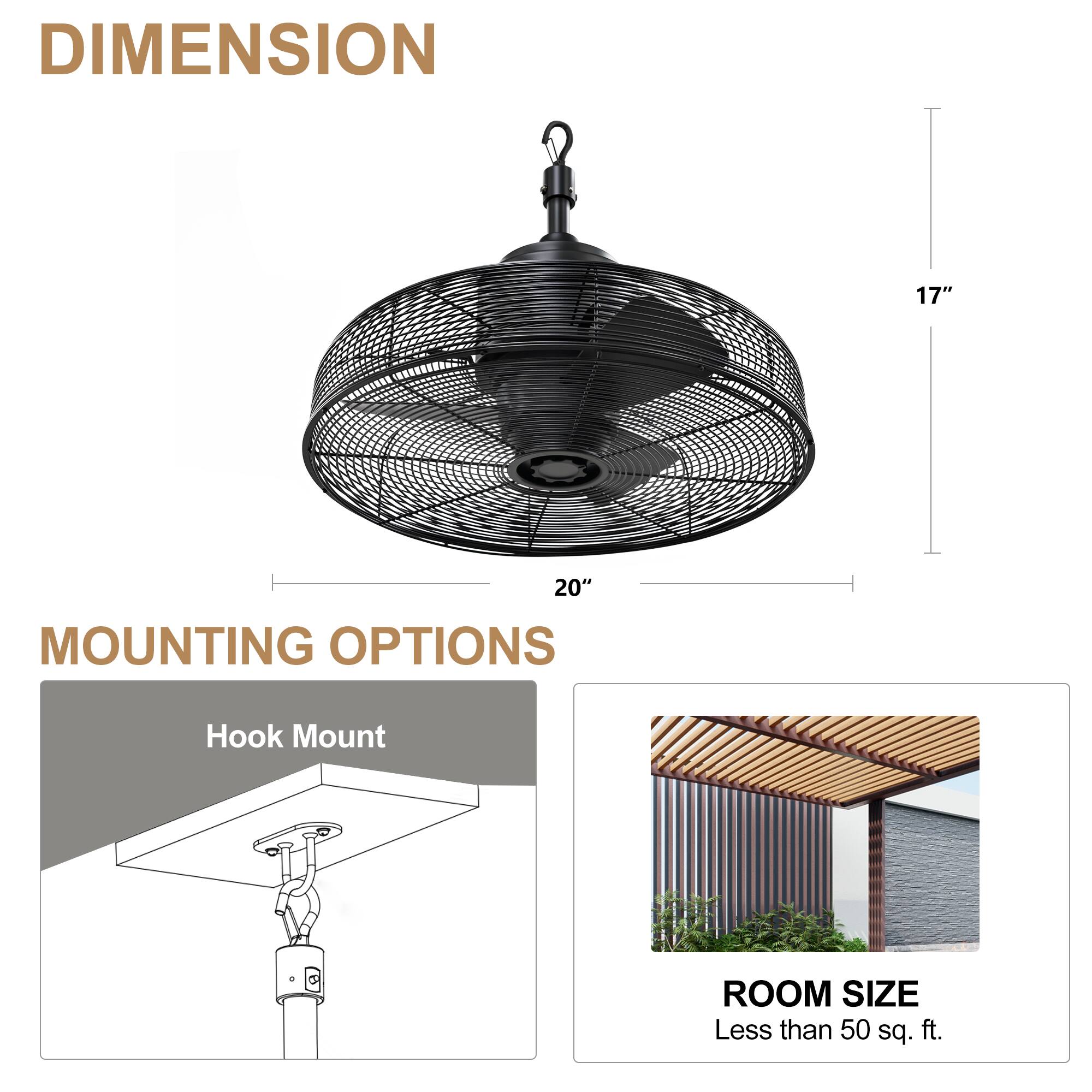 DIMENSION 17" 20" MOUNTING OPTIONS Hook Mount ROOM SIZE Less than 50 sq. ft.
