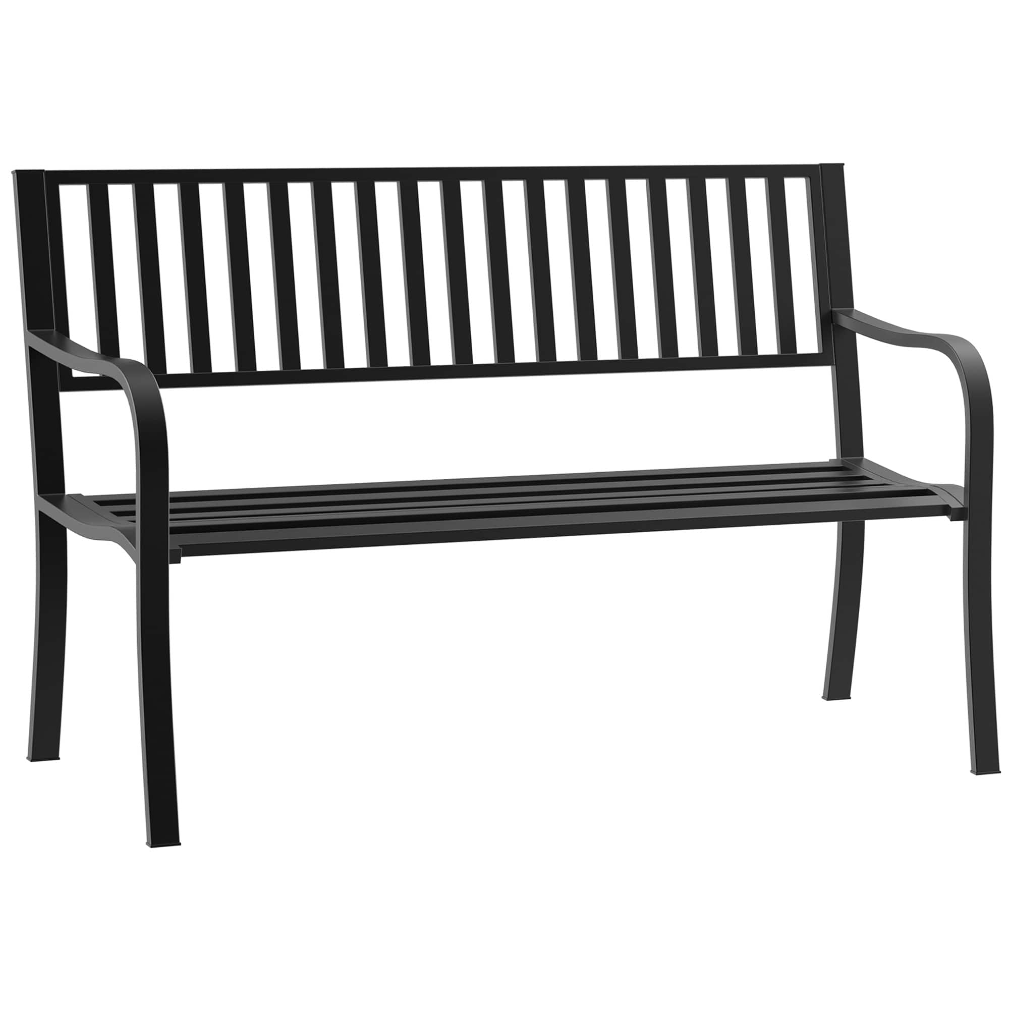 "Outsunny - Outdoor Bench, 50"" Patio Garden Bench with Slatted Seat, Metal Bench for Backyard, Poolside, Lawn - Black" price history on PriceWatchPro