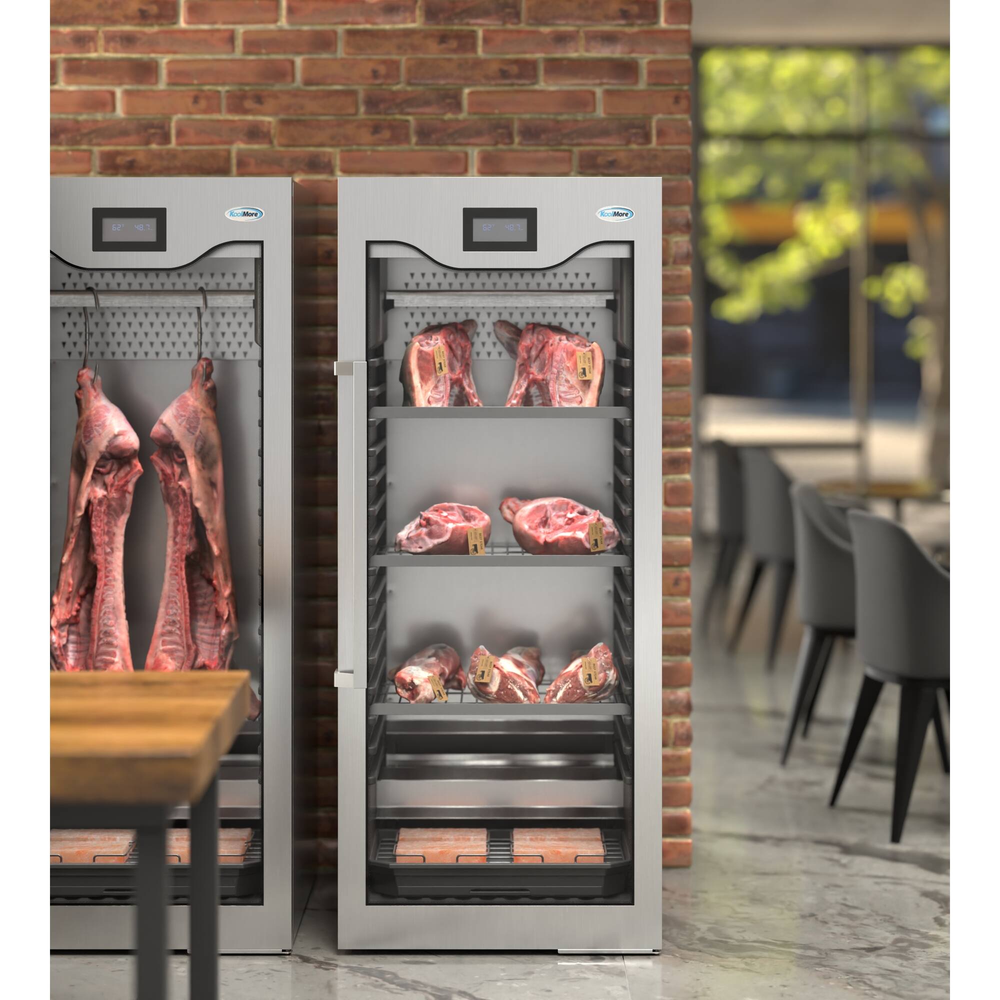 Back. Koolmore - 27.5 in. Commercial Dry Ager Refrigerator for Meat Featuring Hanging Rack with Hooks, 17 Cu. Ft. - Stainless-Steel.