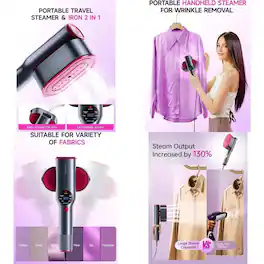 Luckbyte - Portable 1200W Handheld Garment Steamer Fast Heat Travel Friendly Wrinkle Remover for Clothes - Purple