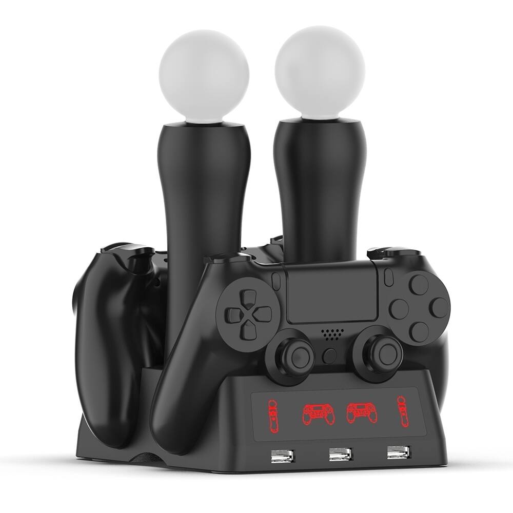 Alt View 4. Cluzine - PS4 Game Controller 4-in-1 Wireless Charging Dock Fast Charging Station for PS Controllers.