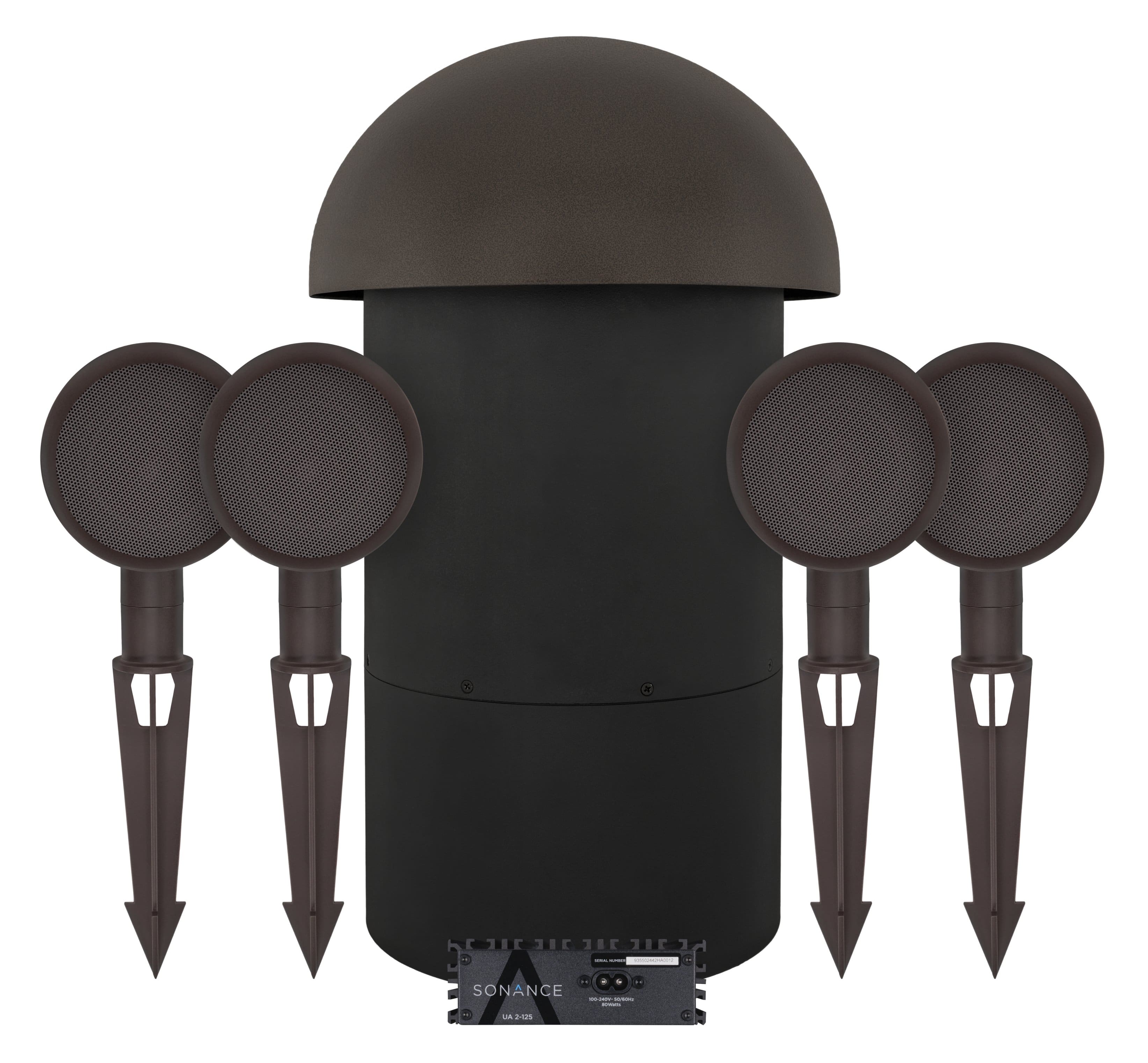 Sonance - PATIO4.1 W/ UA 2-125 AMP - Patio Series 4.1-Ch. Outdoor Speaker System with 2-Ch. Amplifier (Each) - Brown/Black - Front_Zoom