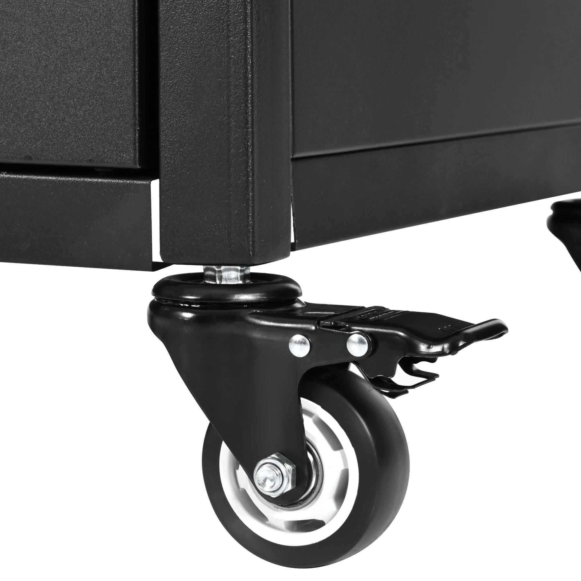 Alt View 8. PexFix - 54.5" Outdoor Kitchen Island with Stainless Top, Storage Cabinet & Spice Rack, Metal BBQ Grill Cart with Wheel for Patio - Black.