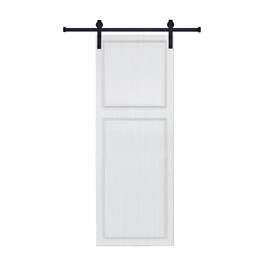Boyel Living - Barn Sliding Door 32-in L x 0.75-in W x 80-in H with Complete Hardware Kit - Milk White