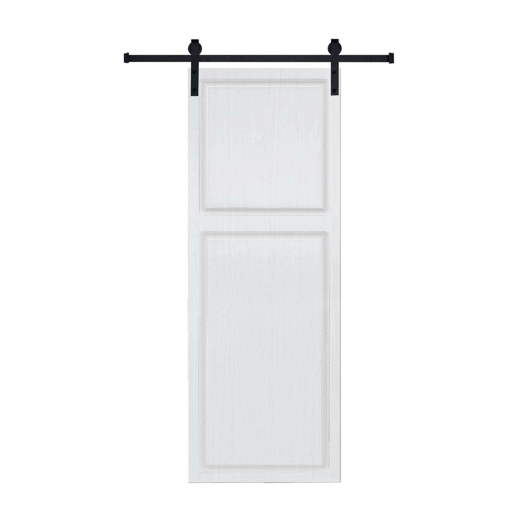 Front. Boyel Living - Milk White Barn Sliding Door 32-in L x 0.75-in W x 84-in H with Complete Hardware Kit - Milk White.