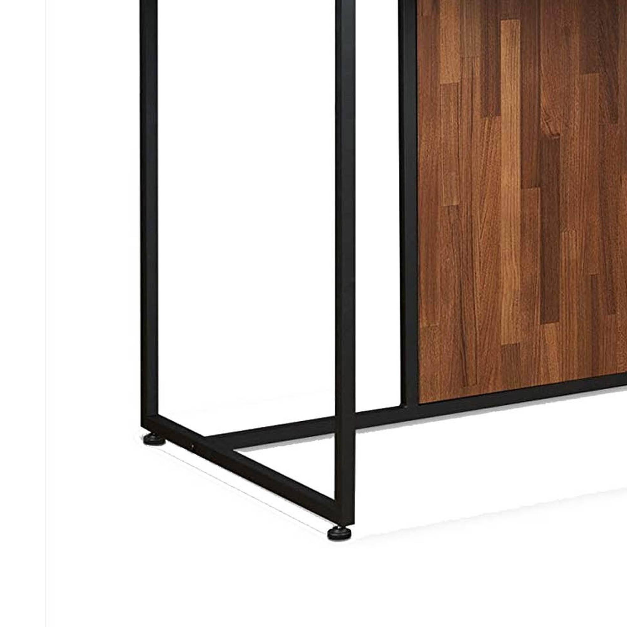 Back. Manhattan Lane - Wooden Top Desk With Rectangular  Metal  frame,  Walnut Brown & Sandy Black - Brown.