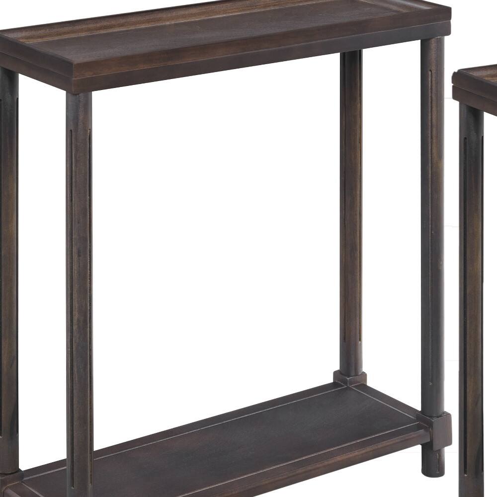 Alt View 5. Hivvago - Hivvago Set of Two 24 Inch Solid Wood End Tables With Shelf - Espresso.