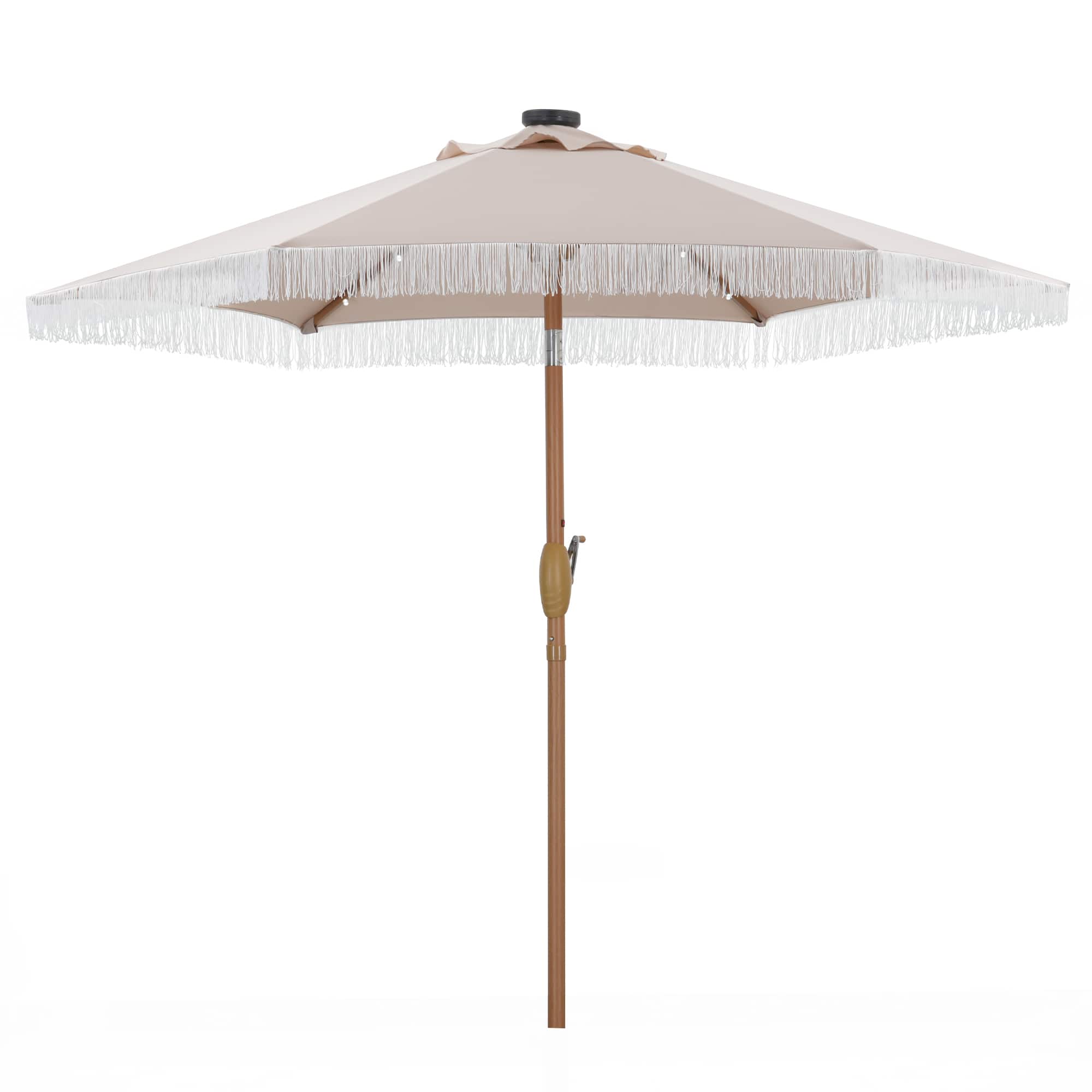 Ainfox - 7.5ft Patio Umbrella with Fringe for Event Outdoor Garden Yard Deck Wedding Themed Restaurant Cafe Bistro Set - Khaki