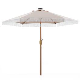 Ainfox - 7.5ft Patio Umbrella with Fringe for Event Outdoor Garden Yard Deck Wedding Themed Restaurant Cafe Bistro Set - Khaki