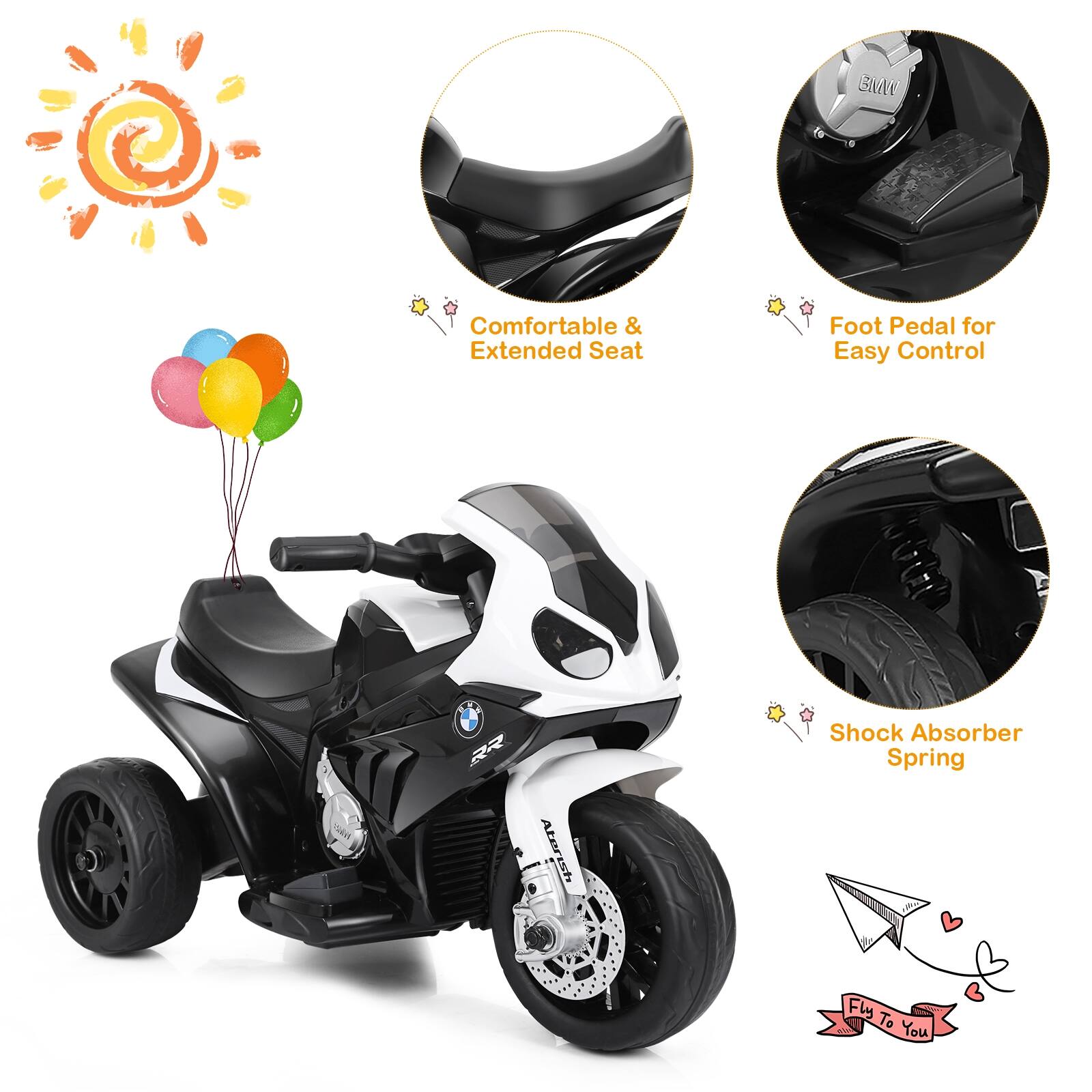 Exive Comfortable & Extended Seat, Foot Pedal for Easy Control, Shock Absorber Spring, Fly To You