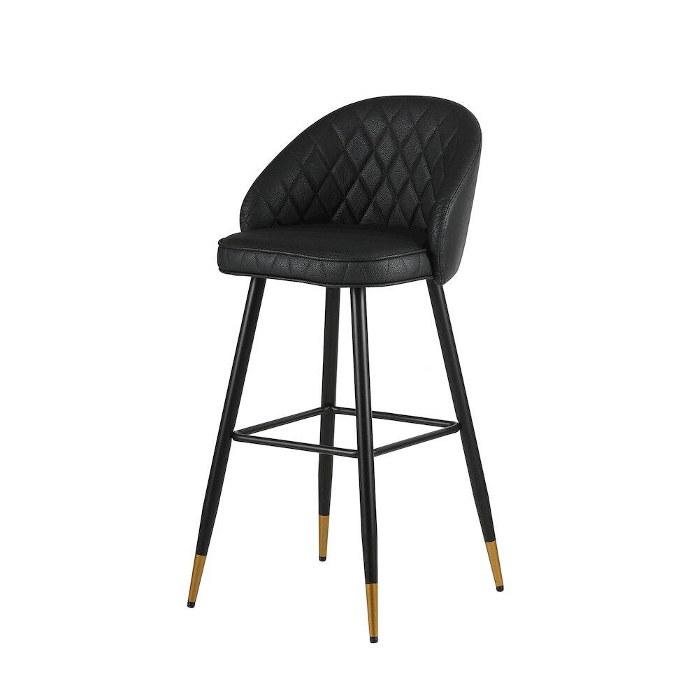 Angle. New Classic Furniture - Oliver Vegan Leather Bar Chair in Black (Set of 2) - Black.