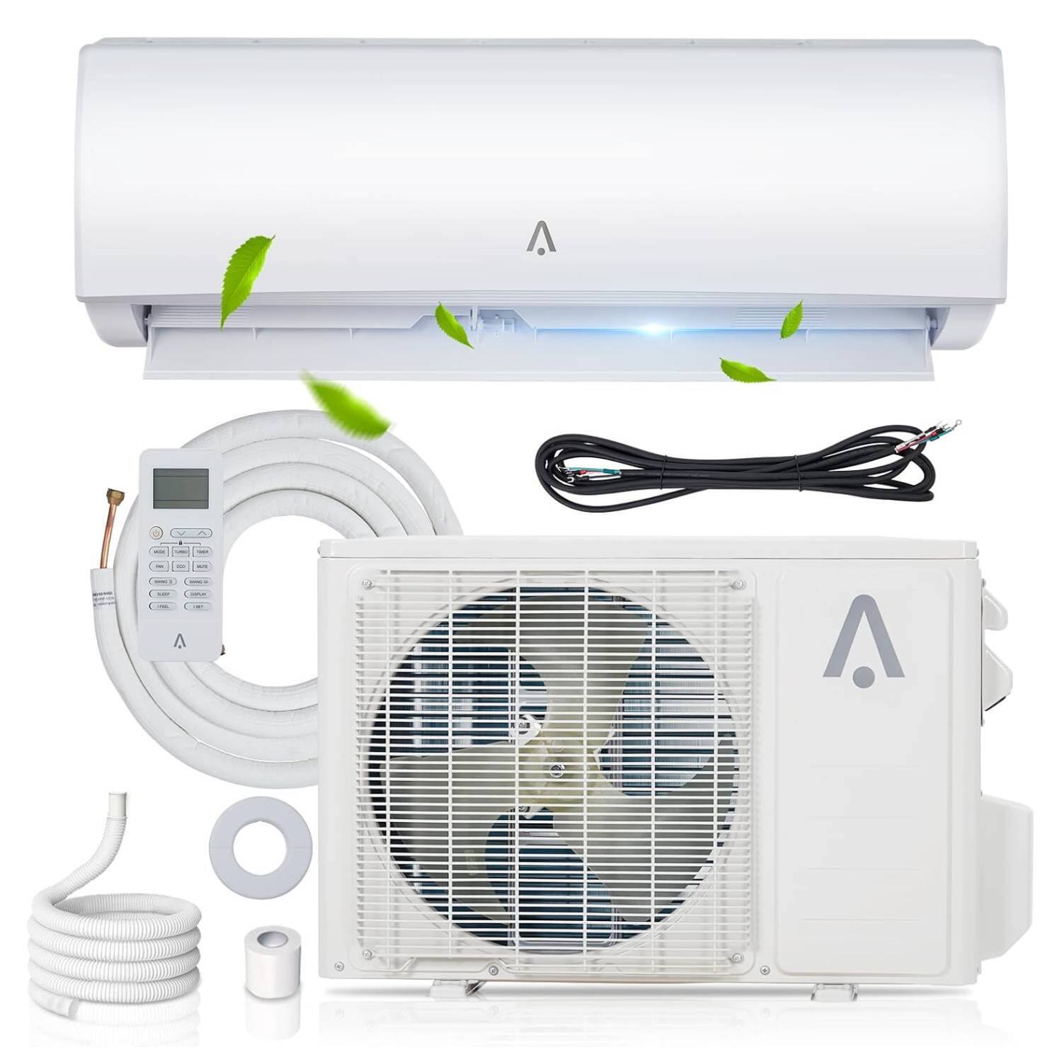 Front. Qeetex - 21 SEER2 12000 BTU Mini Split Air Conditioner Heat Pump with Wifi Control, Heat Cool Up to 750 Sq.Ft. - White.